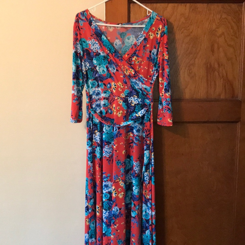 Floral faux wrap maxi dress